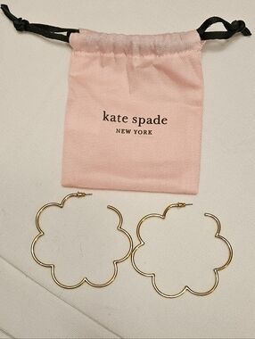 kate spade New York Gold Floral Hoop Earrings